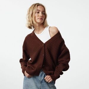 Ann Taylor Factory women’s cropped brown cardigan size L